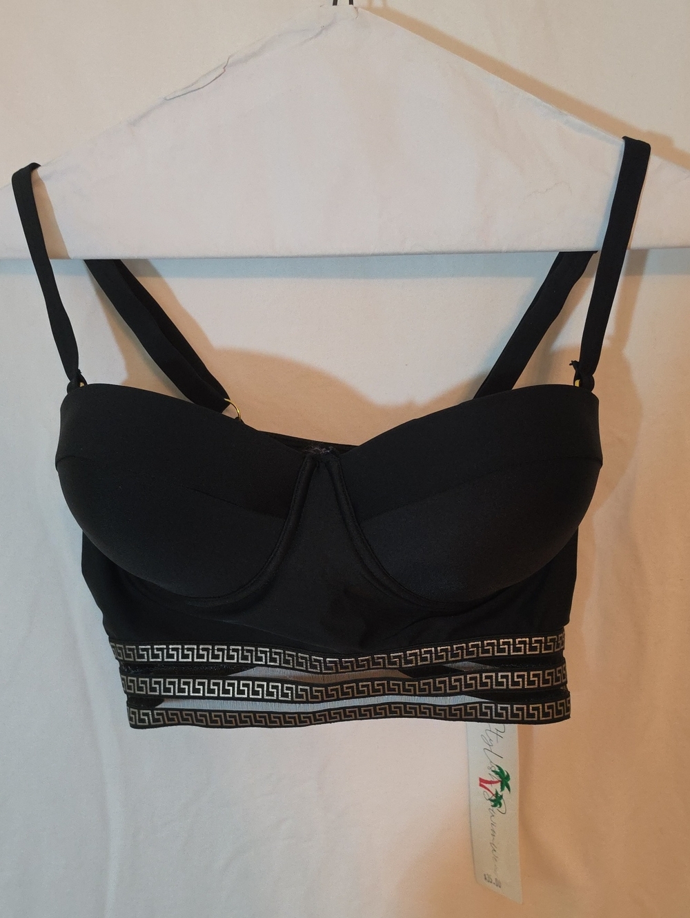 Longline Black Bustier Bralette with Metallic Trim